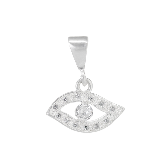 Dije  de Plata Ley .925  en Forma  de  Ojo con Circonia - Joyería Protectora