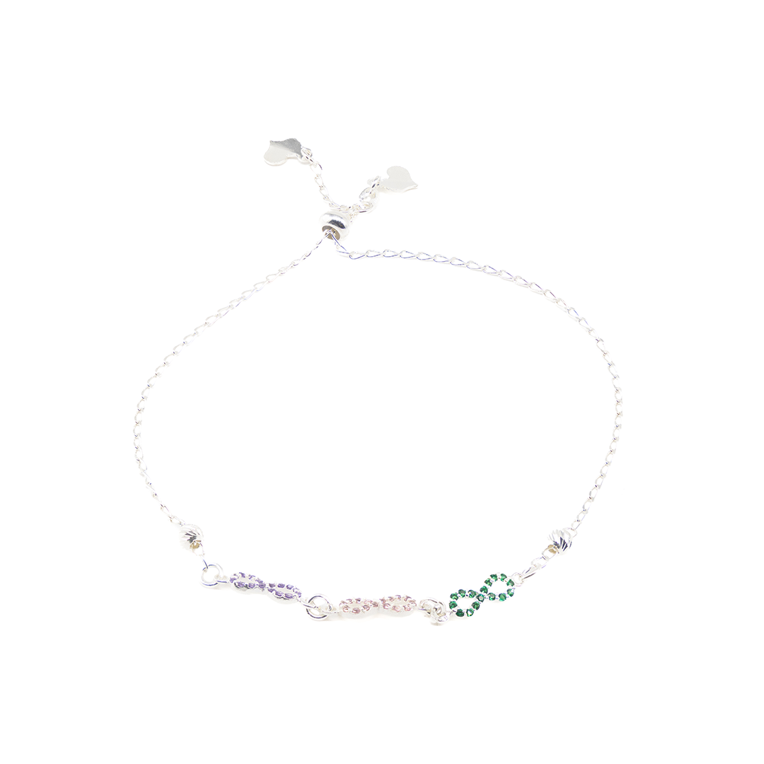 Pulso de Plata ley .925 - en forma  de Infinito, ajustable (1mm )