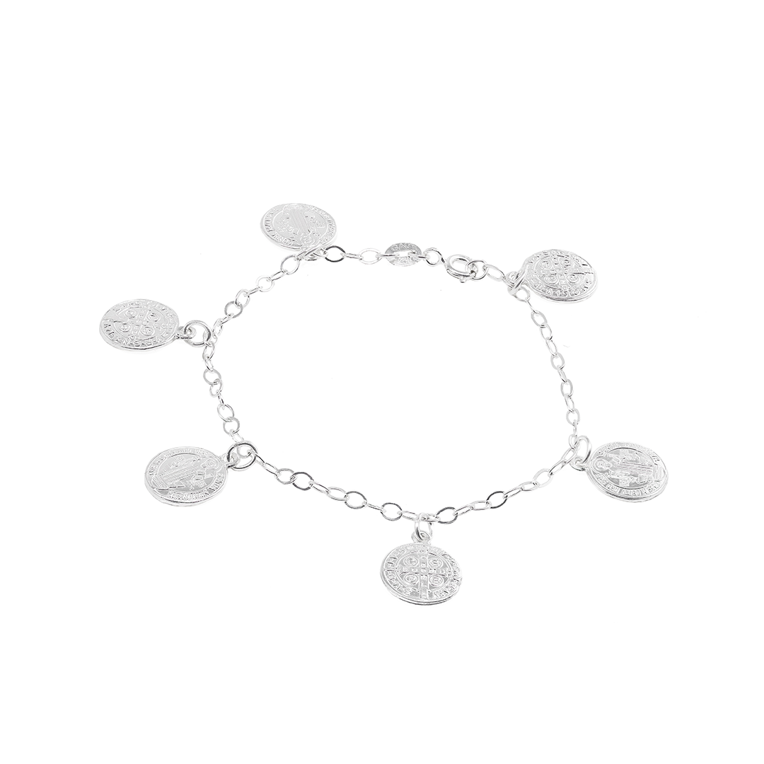 Pulso de Plata .925 - Medallas de San Benito (3mm - 17cm)