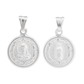 Set de Dije y Cadena de Plata ley .925 - San Judas Tadeo y Virgen de Guadalupe Marco Ornamental Compacto Doble Vista con Cadena Fígaro .925