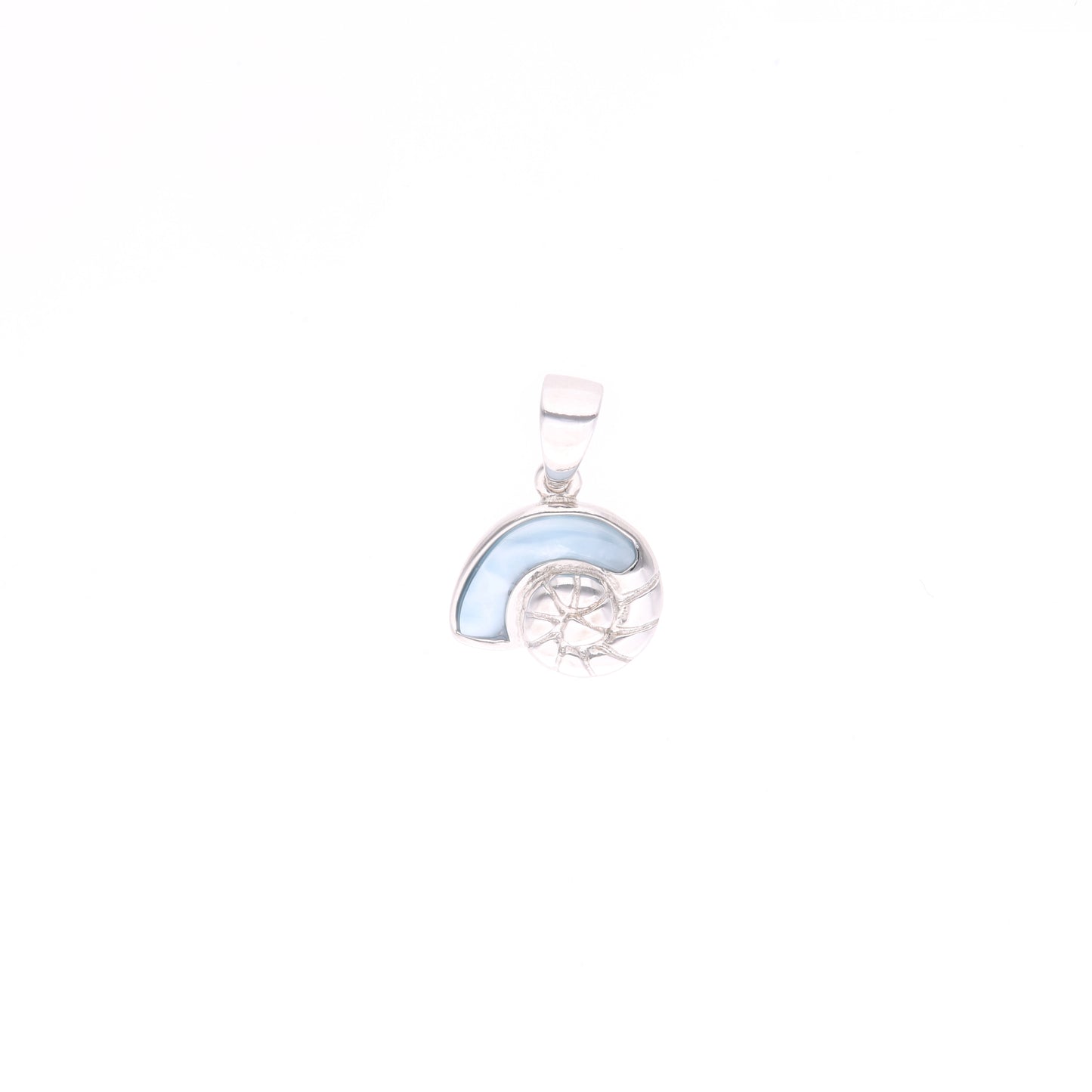Dije caracol con Detalle Marino de Larimar en Plata .925