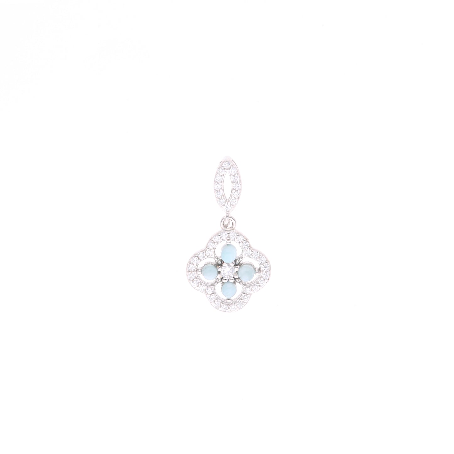 Dije Flor Decorativa Larimar en Plata.925