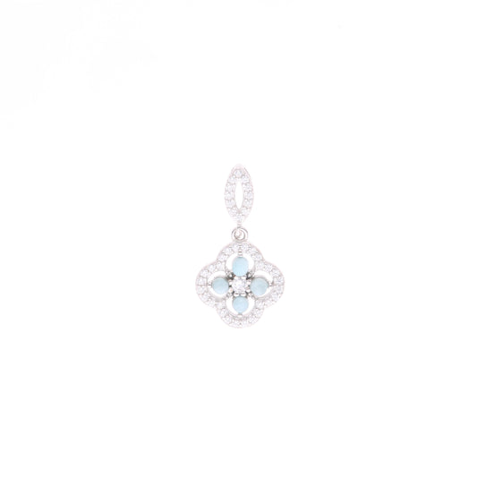 Dije Flor Decorativa Larimar en Plata.925