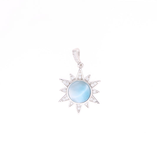 Dije Sol Radiante Larimar en Plata.925