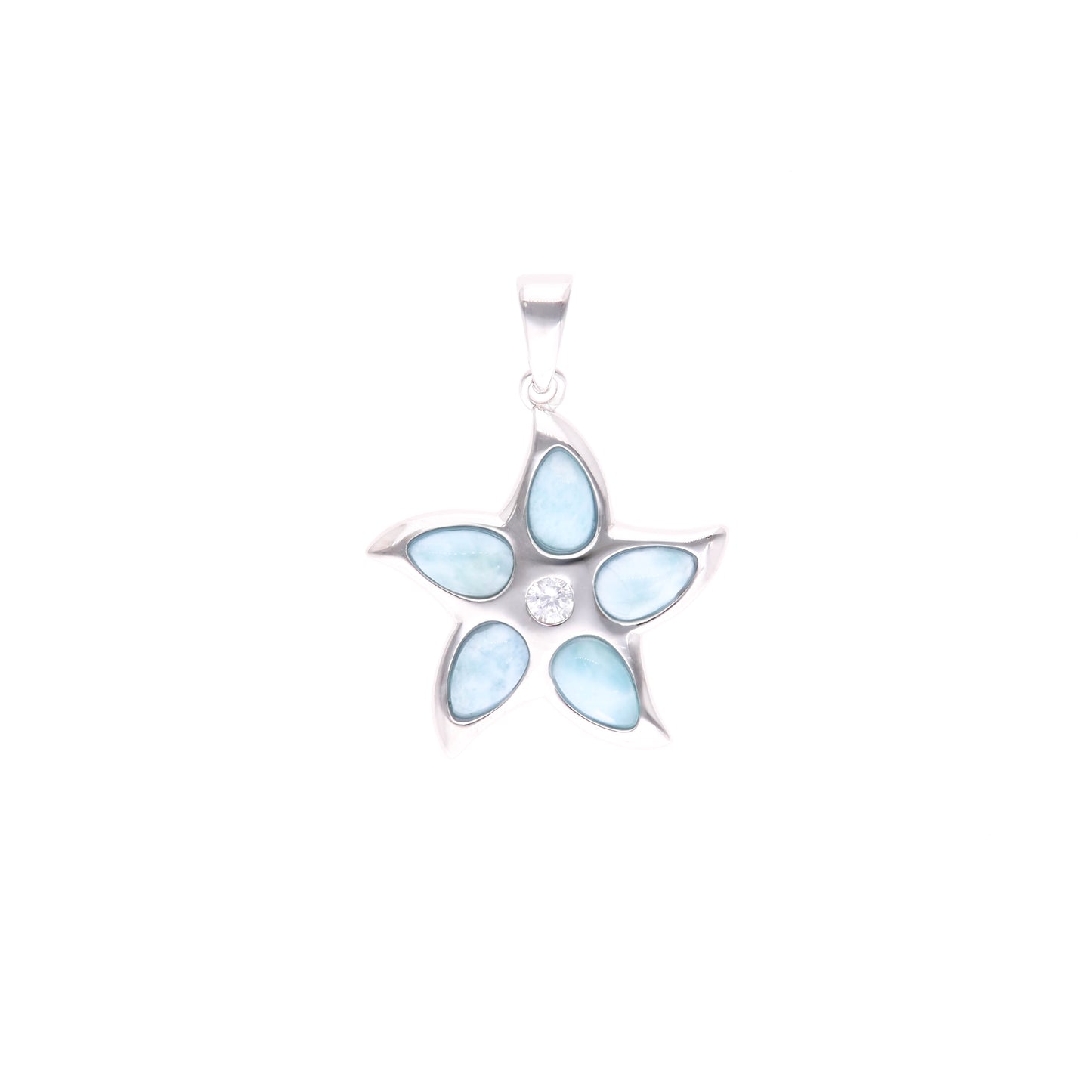 Dije Flor de Larimar en Plata.925