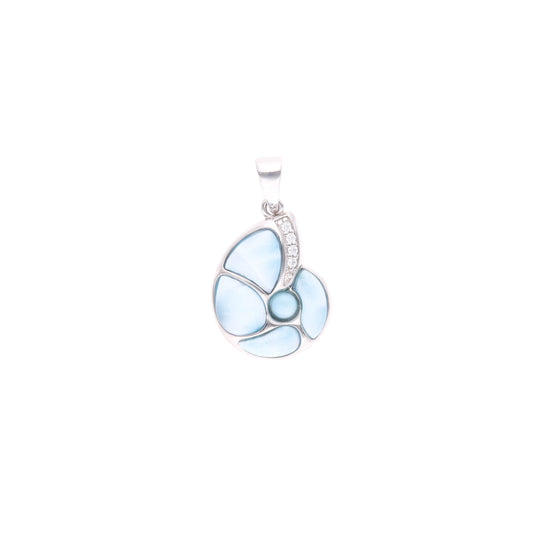 Dije Concha marina de Larimar en Plata .925