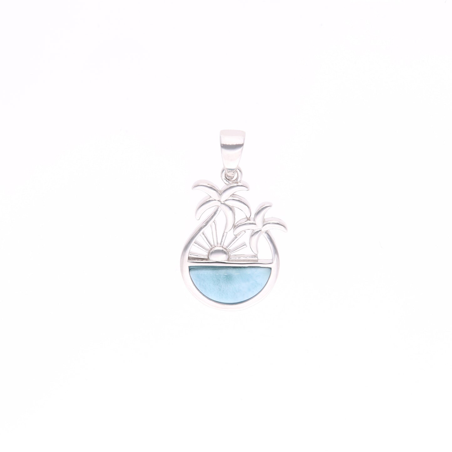 Dije Palmera Tropical Larimar en Plata.925