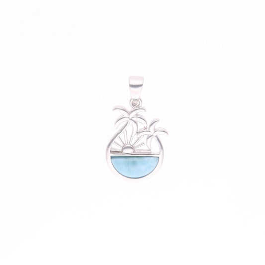 Dije Palmera Tropical Larimar en Plata.925
