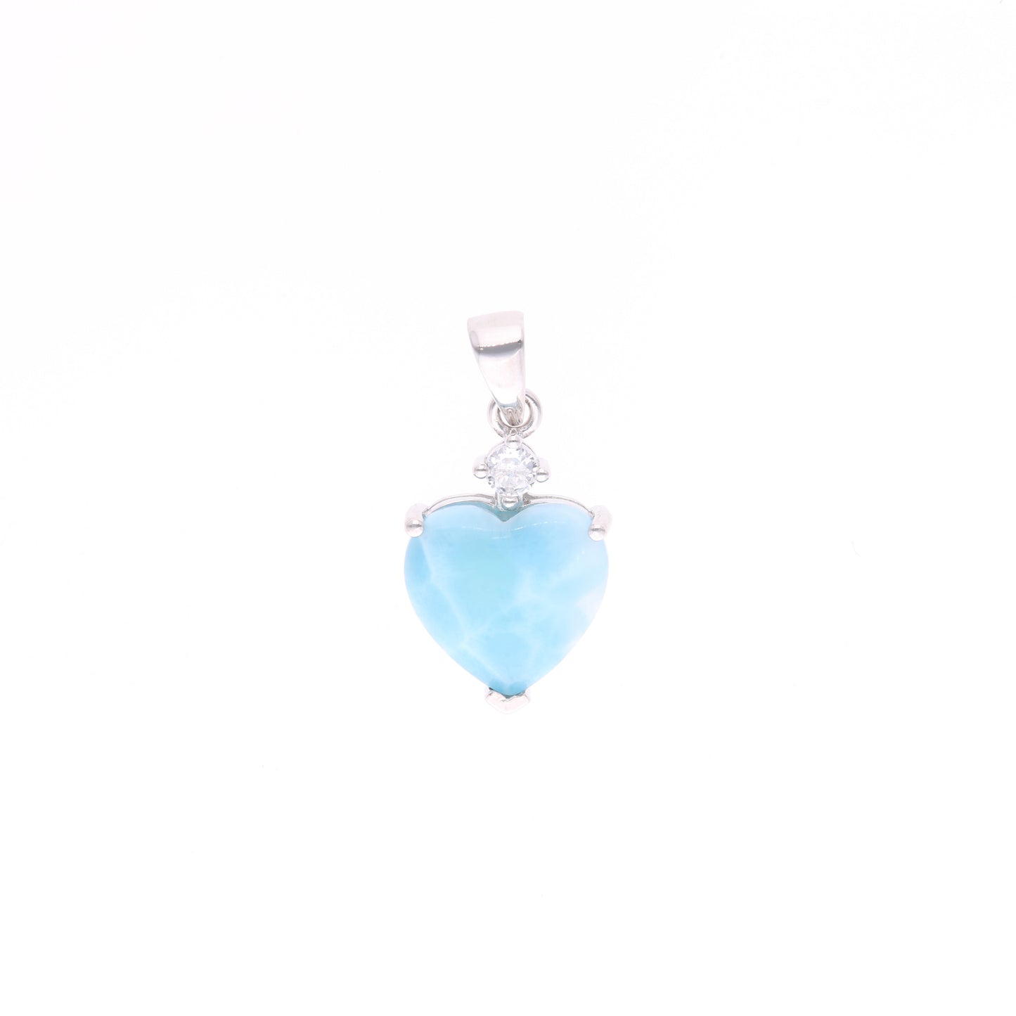 Dije Corazón con Detalle Floral Larimar Plata.925