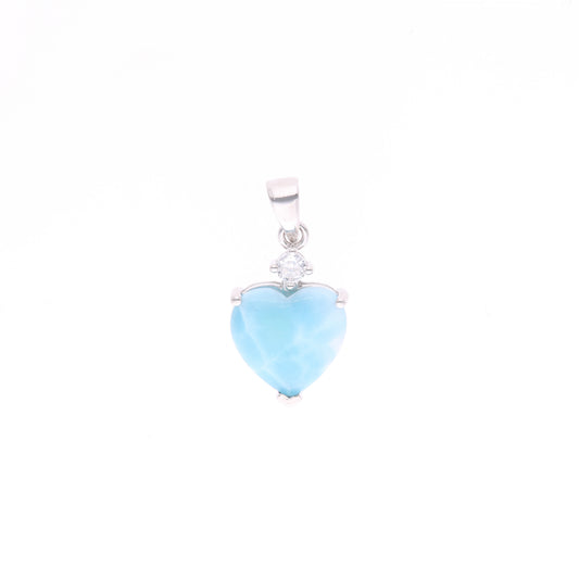Dije Corazón con Detalle Floral Larimar Plata.925