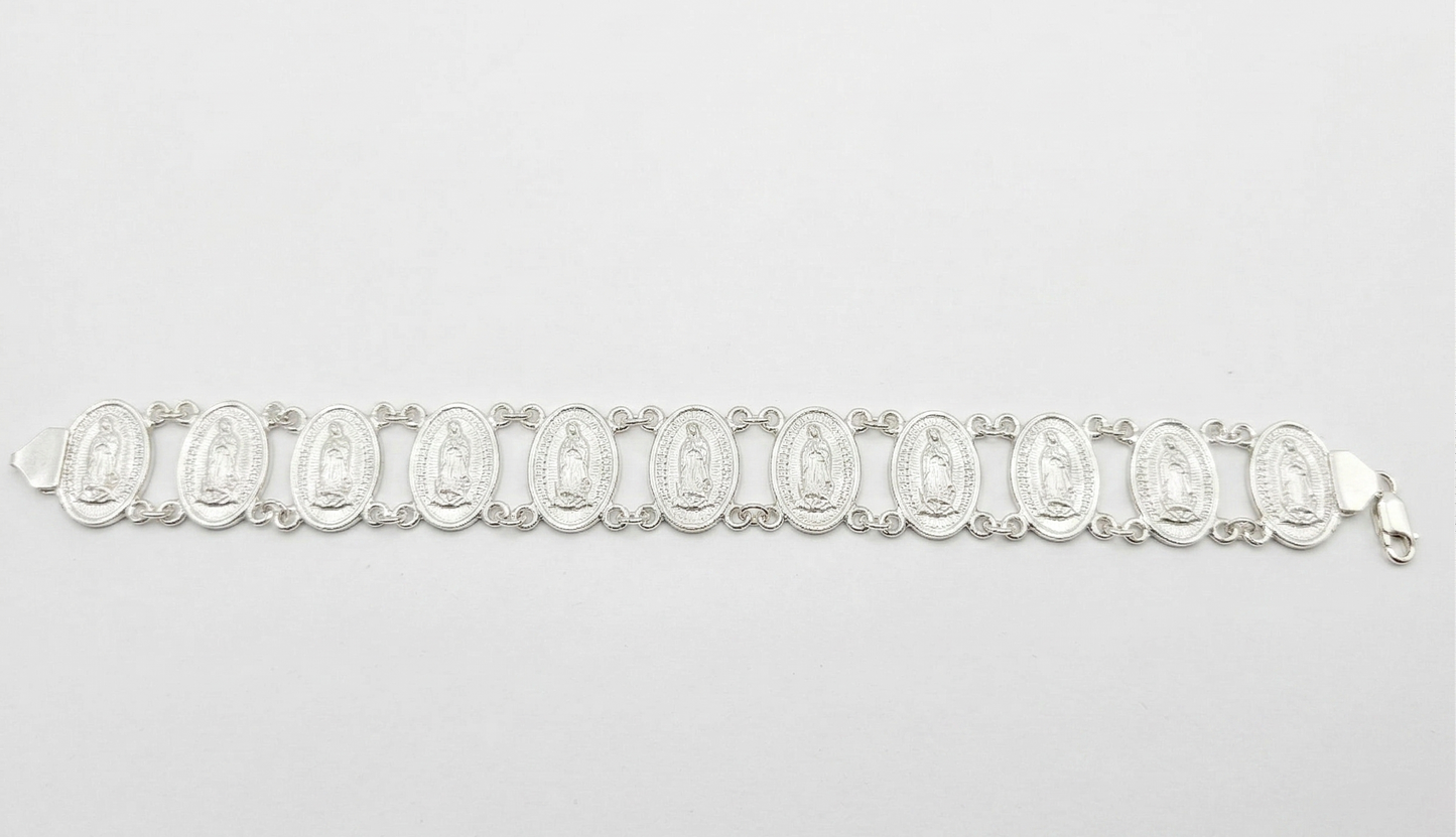 Pulsera de Plata .925 - Eslabones Virgen de Guadalupe