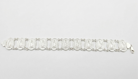 Pulsera de Plata .925 - Eslabones Virgen de Guadalupe
