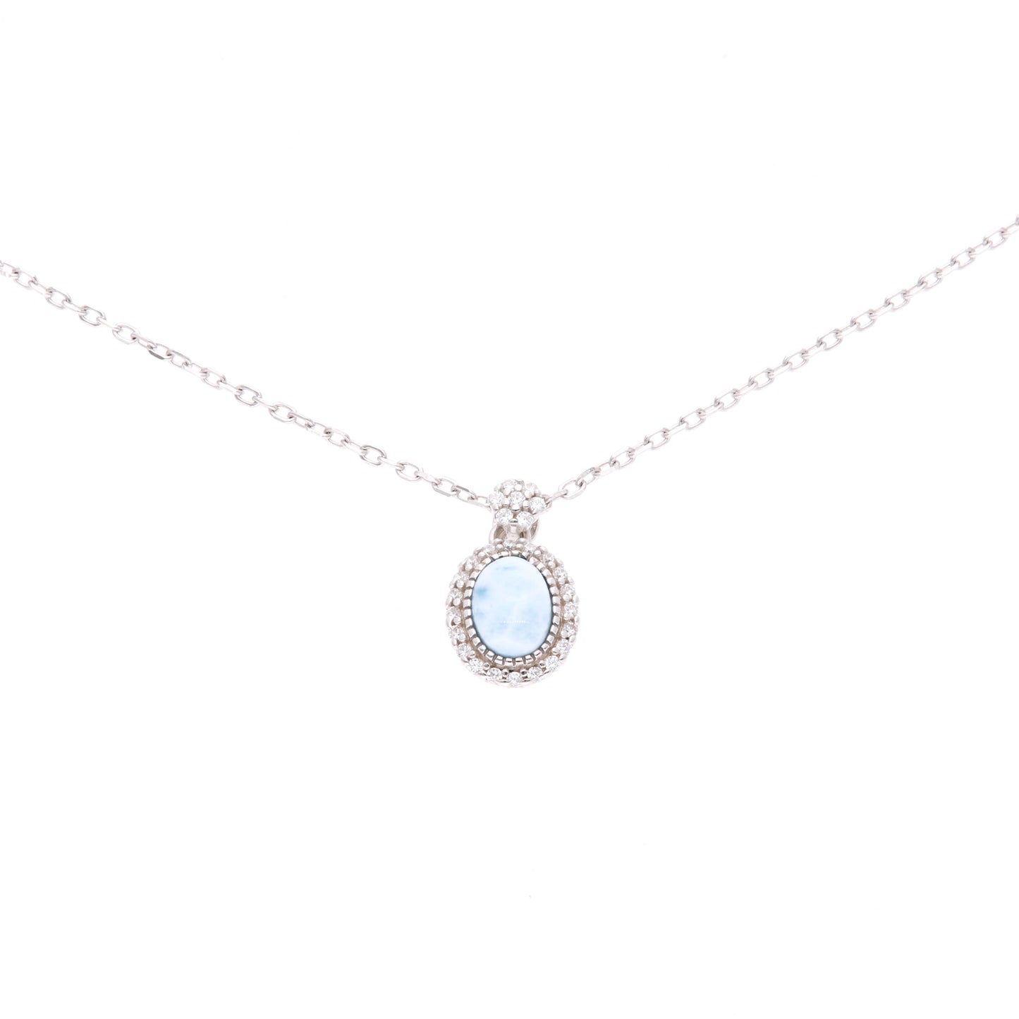 Collar Ovalado de Larimar en Plata.925