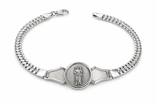 Pulsera de Plata .925 - San Judas Tadeo Cadena Doble