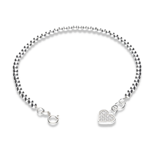 Pulsera Plata .925 con Corazón Central con Gemas Premium 5.1 Gramos - Joyería Amor Supremo