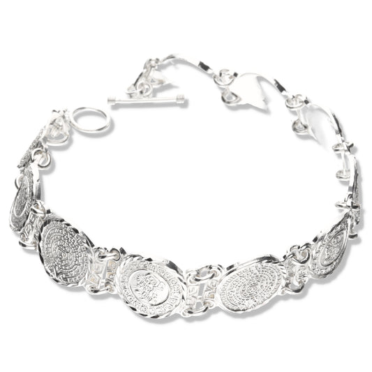 Pulsera de Plata .925 Calendario Maya-Azteca 37.2 Gramos - Mayoreo y Menudeo