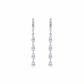 Aretes colgantes largos en plata .925 con cadena de 4 gotas de zircón blanco corte pera en cascada descendente