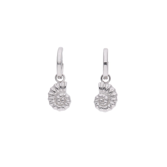 Aretes Argolla con Dije Ammonite — Plata .925