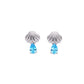 Aretes Concha con Topacio Azul Colgante — Plata .925
