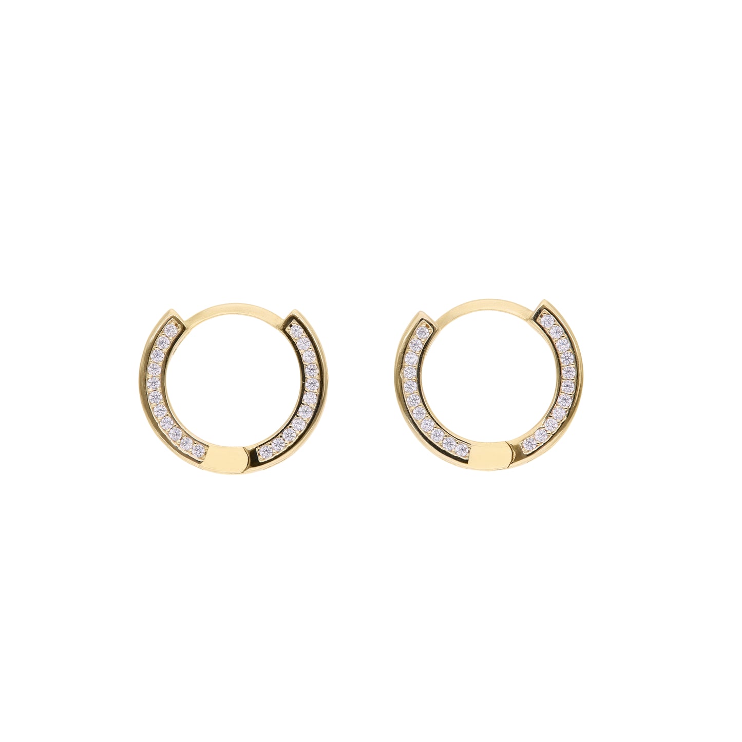 Aretes Argolla Dorada con Doble Hilera de Pavé — Plata .925 y Chapa de Oro