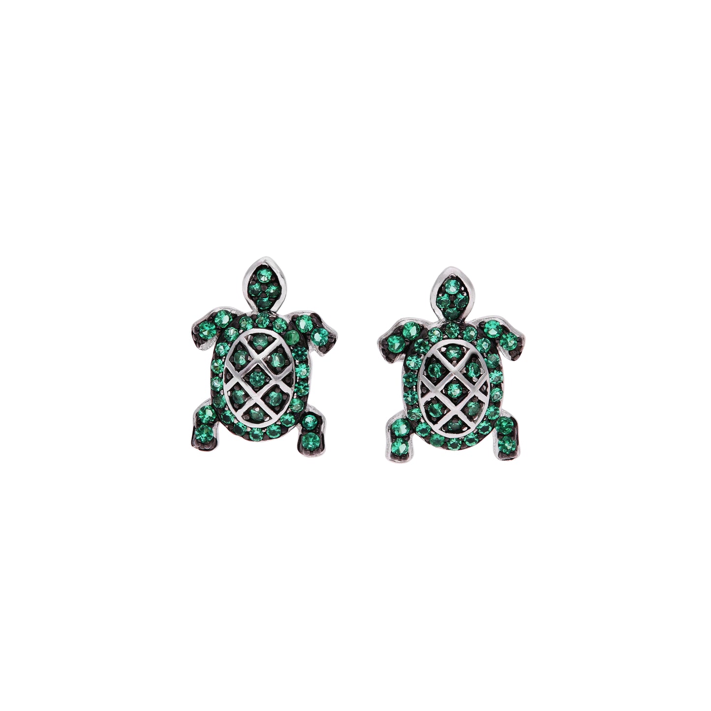 Aretes Tortuga con Zircones Verdes Pavé — Plata .925