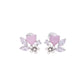 Aretes Corazón Rosa con Zircones Marquesa y Flor de Perlas — Plata .925