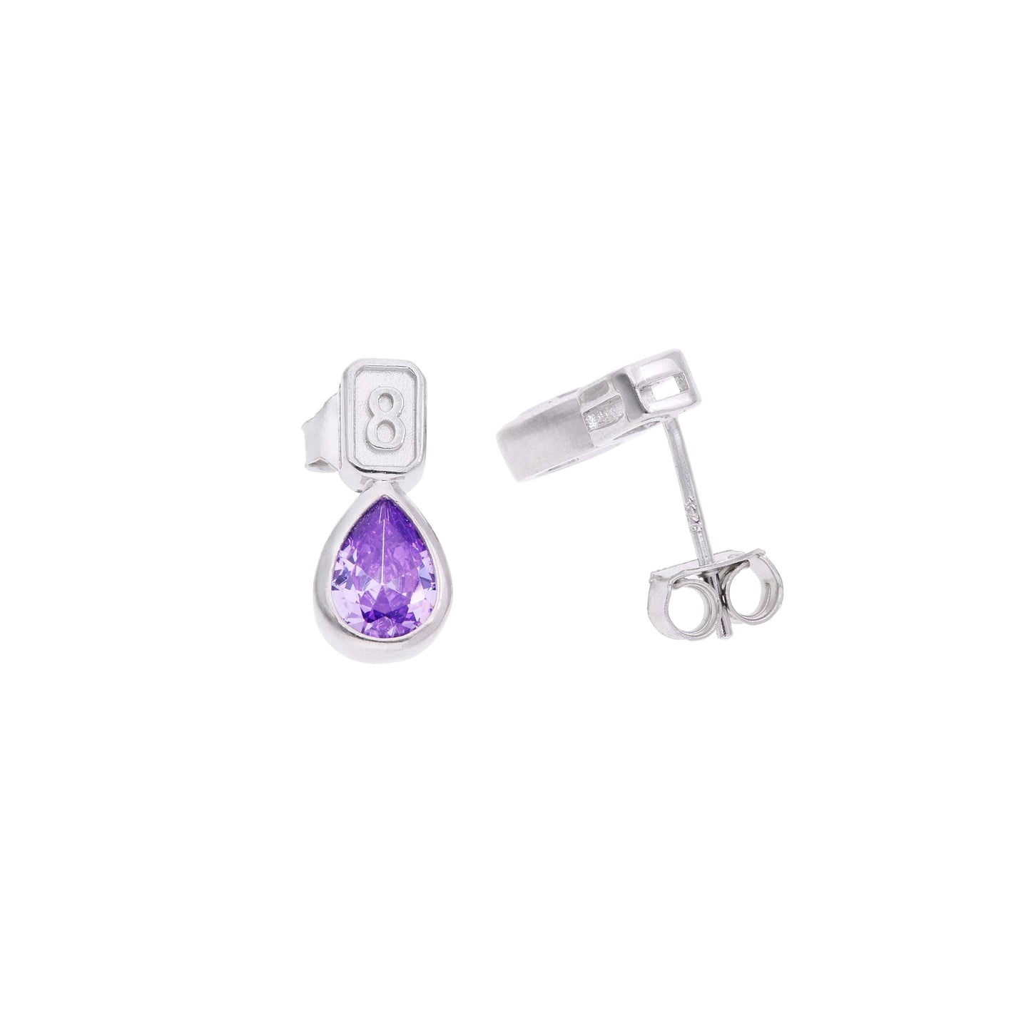 Aretes Colgantes Amatista Lila Corte Pera — Plata .925