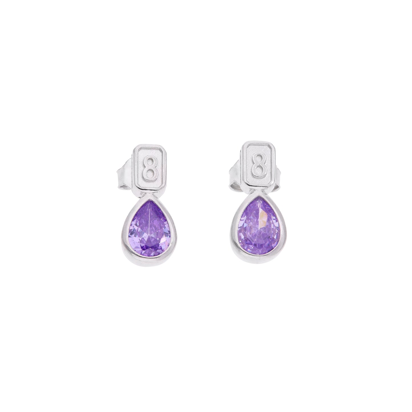 Aretes Colgantes Amatista Lila Corte Pera — Plata .925
