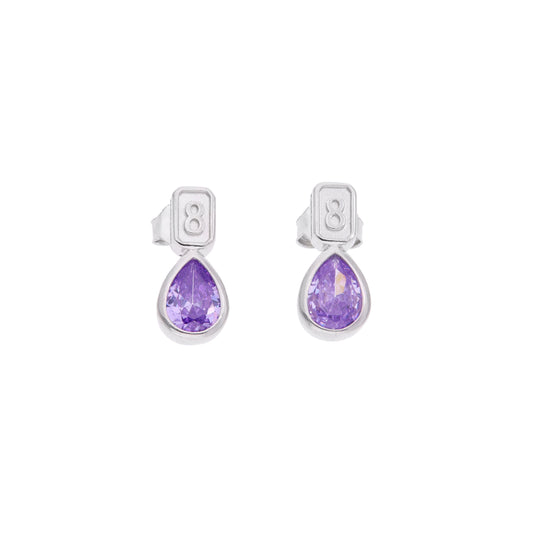 Aretes Colgantes Amatista Lila Corte Pera — Plata .925