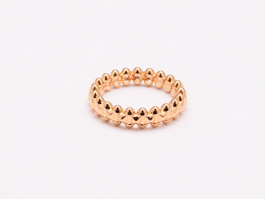 Anillo de Plata .925 - Eternidad Doble Fila de Esferas Cónicas Tachuela en Baño de Oro Rosa — Estilo Perlée