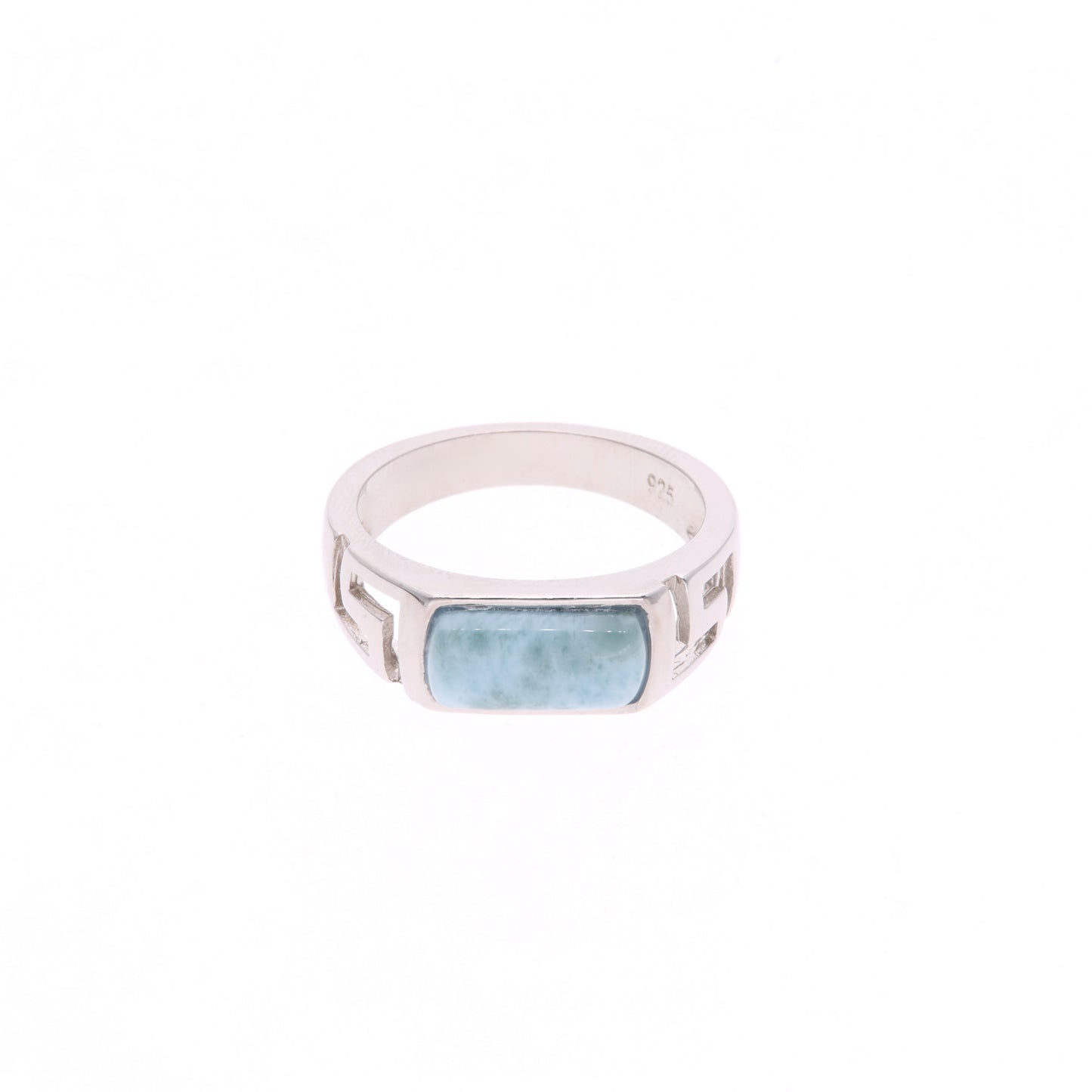 Anillo Rectangular Ancho Larimar en Plata.925
