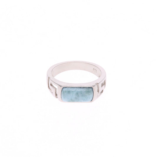Anillo Rectangular Ancho de Larimar en Plata .925