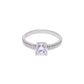 Anillo de Plata .925 - Solitario con Banda Texturizada Cuerda Trenzada y Zircón Blanco en Corona de Cuatro Garras