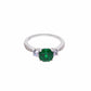 Anillo de Plata .925 - Trilogía de Tres Piedras con Zircón Verde Esmeralda en Corte Asscher