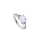 Anillo de Plata .925 - Solitario con Hombros de Pavé Doble Fila y Zircón Blanco Cushion — Variante Talla 6-9