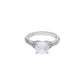 Anillo de Plata .925 - Solitario con Hombros de Pavé Doble Fila y Zircón Blanco Cushion — Variante Talla 6-9