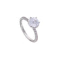Anillo de Plata .925 - Solitario con Hombros de Pavé Doble Fila y Zircón Blanco Cushion — Accent Stones