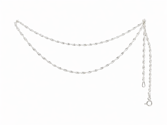 Cadena de Plata .925 - Singapur Trenzada Helicoidal Delgada Calibre 025 — 45 CM 50CM