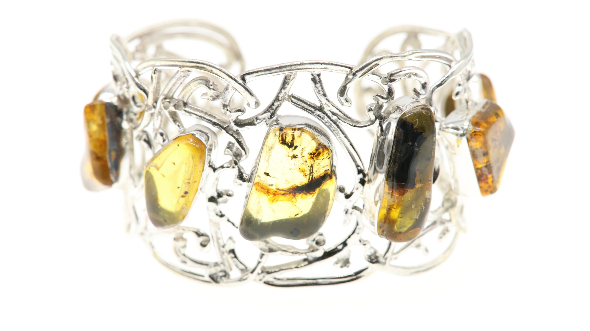 Brazalete Plata 950 con Ámbar Diseño Exclusivo Mayoreo Menudeo