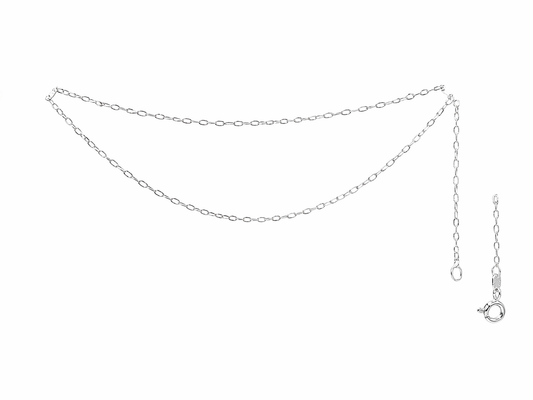 Cadena de Plata .925 - Tube Link Oval Plana Tipo Paper Clip Calibre 30 — 40 / 45 / 50 cm