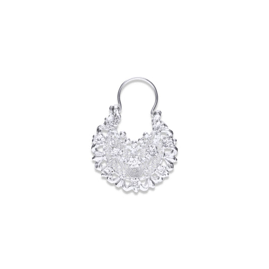 Aretes Plata .925 de Aro Abierto Borde Floreado 10.3 Gramos - Joyería Elegante