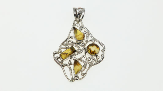 Dije Barroco Plata .950 con Ámbar Diseño 2 Mayoreo