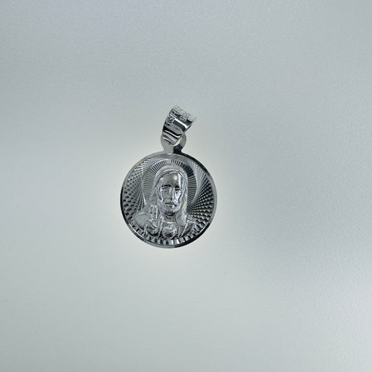 Medalla de Plata .925 con Diseño del Sagrado Corazón de Jesús - Joyería Religiosa de Alta Calidad para Devotos