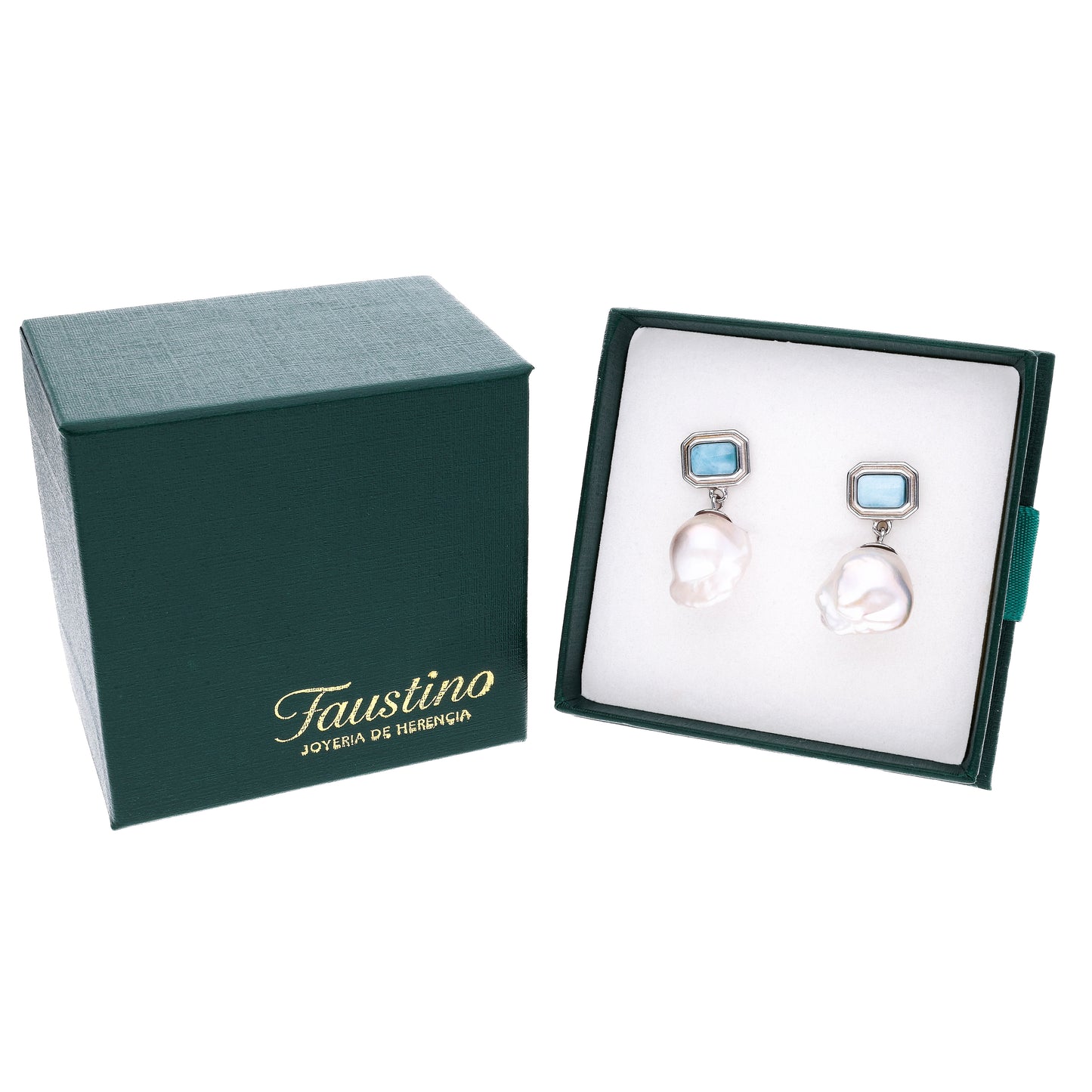 Aretes Combinados de Larimar en Plata.925