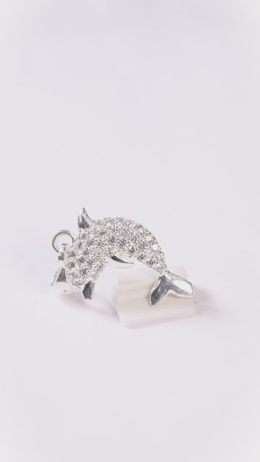 Dije de Plata  Ley.925 .925 Forma Delfín con Circonia DAP021 - Joyería Marina