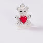 Set de Dije y Cadena de Plata  Ley. 925 - Osito con Corazón con Cadena Fígaro .925