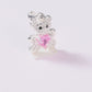Set de Dije y Cadena de Plata  Ley. 925 - Osito con Corazón con Cadena Fígaro .925