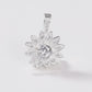 Set de Dije y Cadena de Plata - Flor con Zirconia Rosa con Cadena Fígaro .925