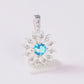 Set de Dije y Cadena de Plata - Flor con Zirconia Rosa con Cadena Fígaro .925