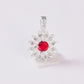 Set de Dije y Cadena de Plata - Flor con Zirconia Rosa con Cadena Fígaro .925